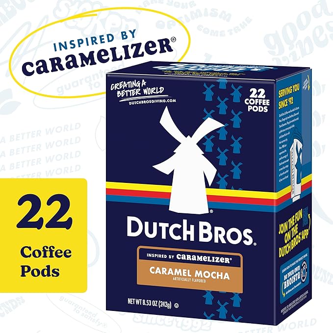 Dutch Bros Caramel Mocha Flavored Coffee inspired by Caramelizer®, 22 Count, Medium Roast, Single Serve Coffee Pods for Keurig K-Cup Brewers