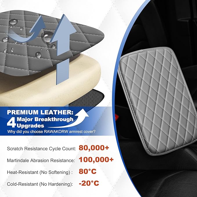 Center Console Cover Compatible with Chevrolet/Chevy Sonic Leather Car Armrest Cover with Storage Pockets.,Anti-Scratch Auto Armrest Pad Accessory （Grey