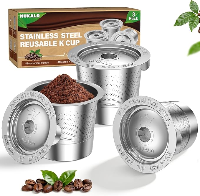 3-Pack Reusable Cups for Keurig: Stainless Steel Reusable Coffee Pods for Keurig 1.0 - Eco-Friendly & Cost-Saving Coffee Filters for Daily Brewing - Easy to Fill & Clean