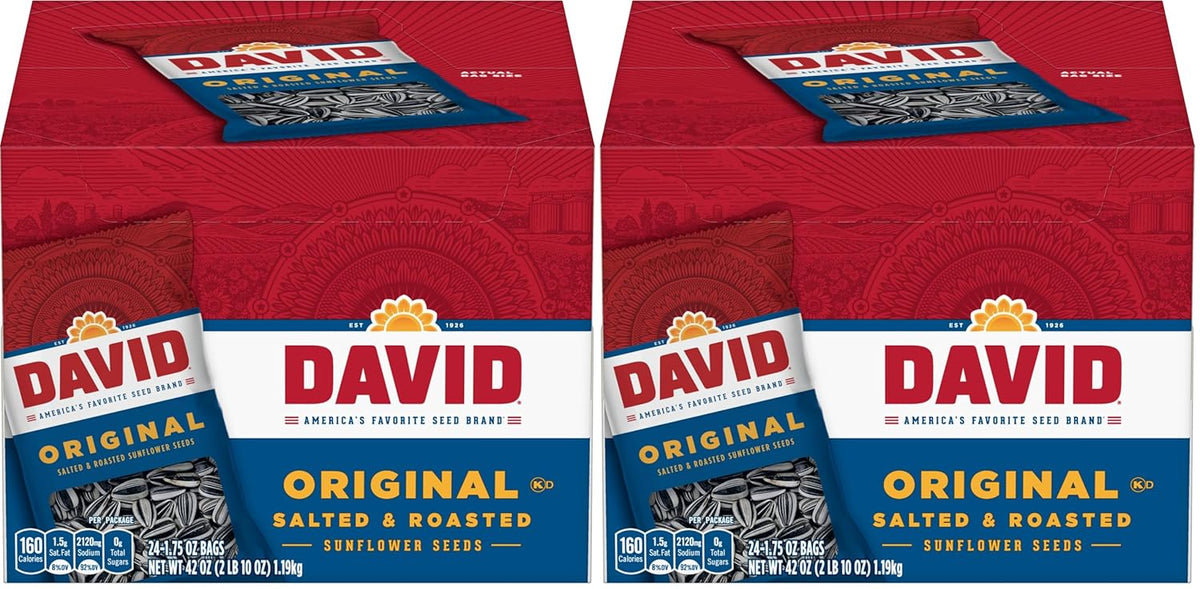 DAVID Sunflower Seeds, Original Flavor, 1.75 oz. (Pack of 24)