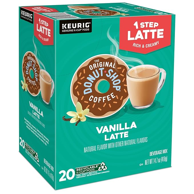 The Original Donut Shop Vanilla Latte,-Serve Keurig K-Cup Pods,Flavored Coffee,20 Count (Pack of 2)