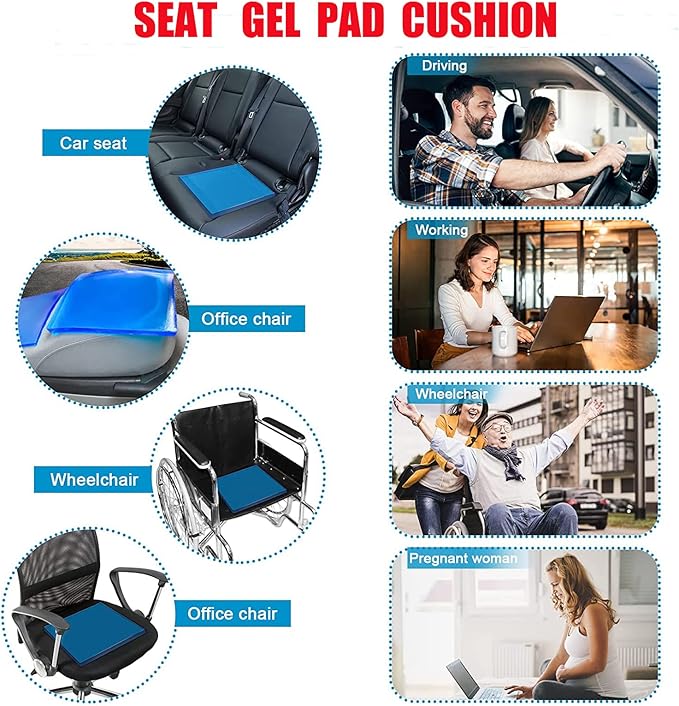 Motorcycle Seat Gel Pad Shock Absorption Mats Reduce Fatigue Cushion Comfort Soft Cooling DIY Pad for Dirt Bike Motorbike Car Truck Peterbilt Freightliner Cushion 9.84 x 9.84 x 0.79 inch