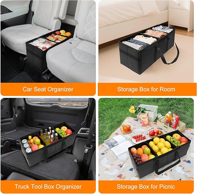 Car Seat Organizer for Subaru Ascent 2019-2026 w/Built-In Cooler Bag, Car Second Console Organizer w/Non-Slip Strips, Foldable Car Backseat Organize for Dog Toys Kids Snacks Travel Storage Box