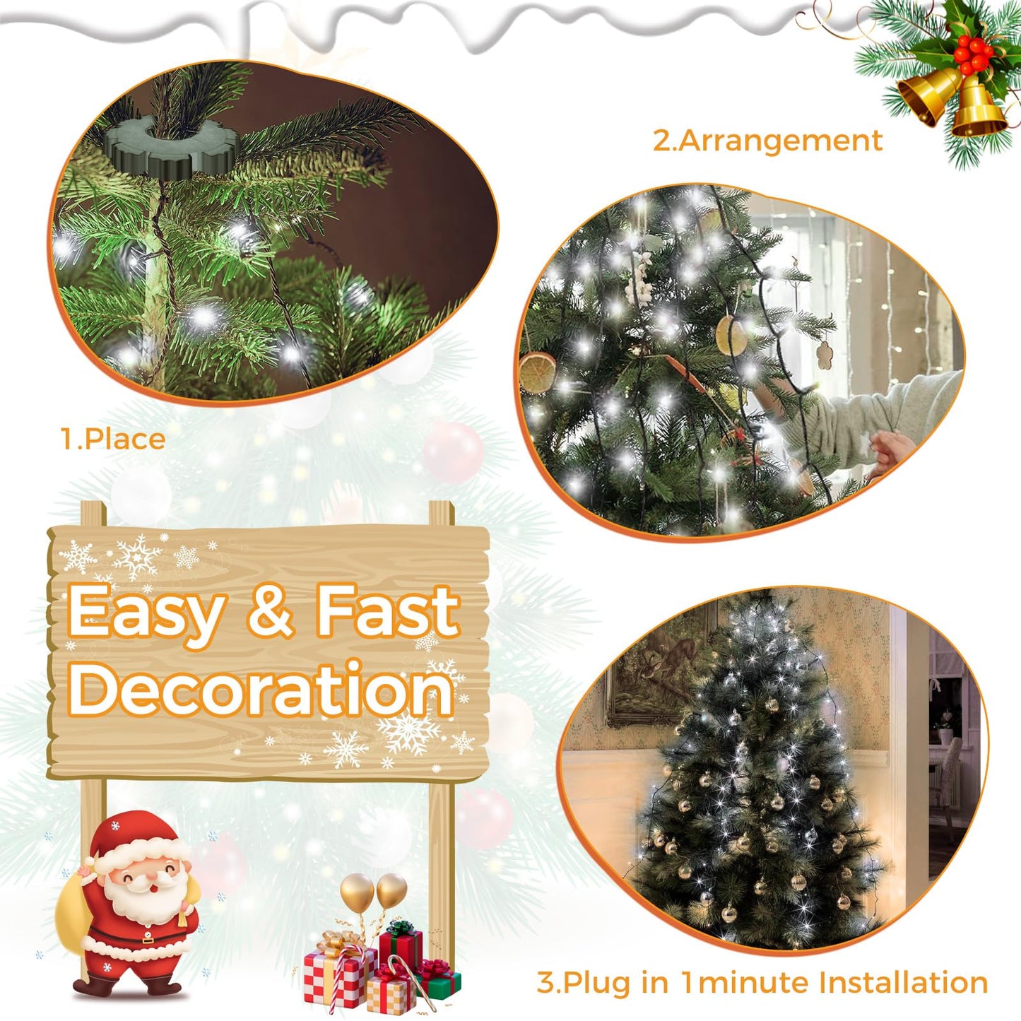 litogo Christmas Tree Lights 480LED Fairy Lights 9.8FT Remote 8 Modes Waterproof Dimmable Cool White TL24AC