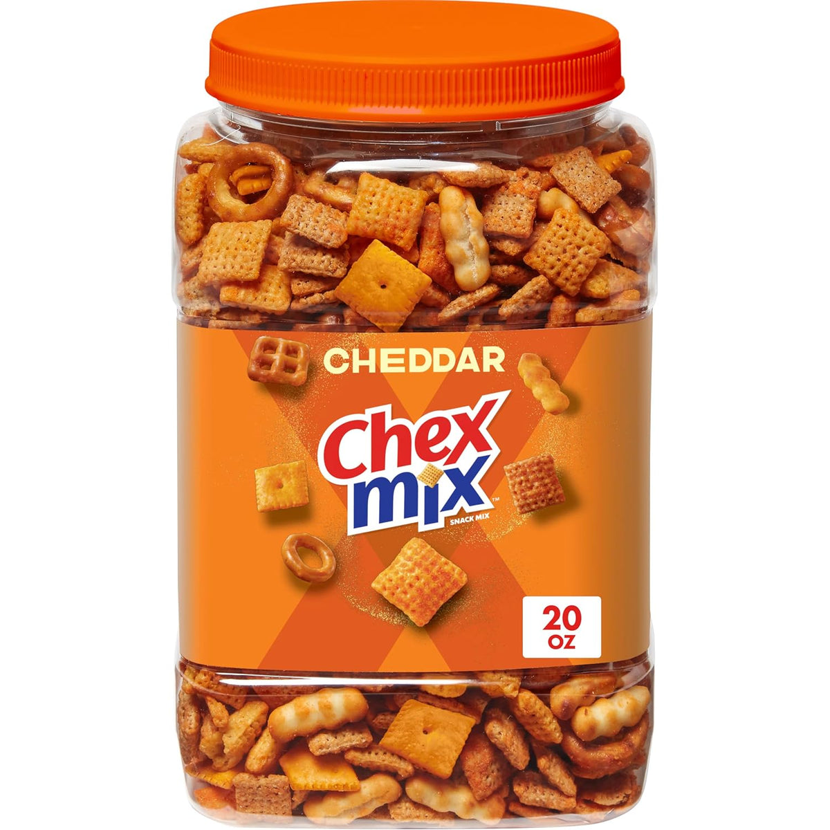 Chex Mix Cheddar Snack Mix, Salty Snacks Tub, 20 oz