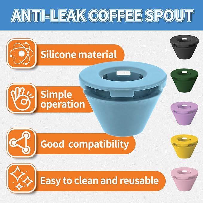 Silicone Anti-Leak Coffee Spout for Keurig K-Mini & Express - Splash-Proof Accessory, No Mess Drip-Free Design, Easy to Clean & Reusable (Purple)
