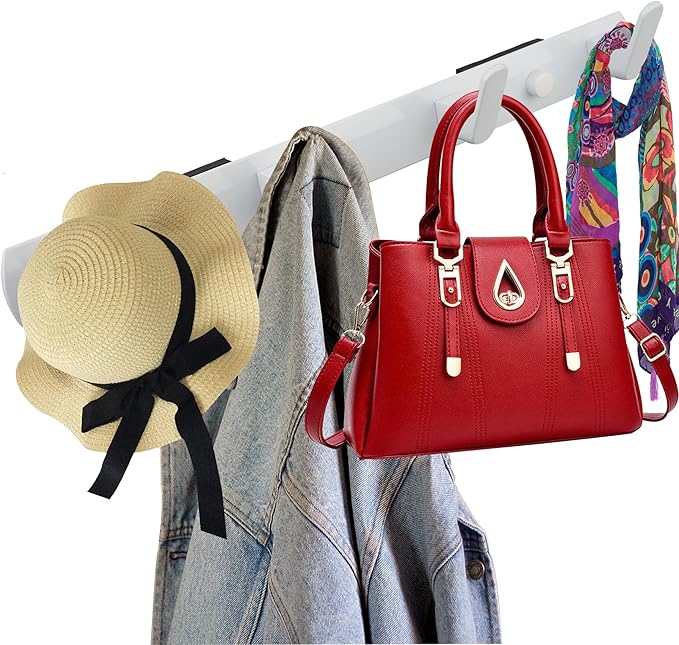 ULIBERMAGNET Magnetic Hooks,Heavy Duty Coat Magnetic Rack,Strong Rubber Magnetic Hanger for Refrigerator,Metal Cabinet,Hanging Coat, Towel, Bag, Backpack(White/4 Hooks)
