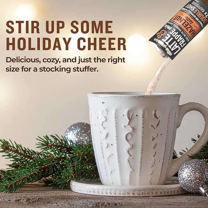 The Frozen Bean Hazelnut Frappe & Latte Instant Mix (20 Sticks), Made with Arabica Coffee, Double Shot Caffeine, Low Sugar & Premium Ingredients, Hot, Iced, or Blended Drinks