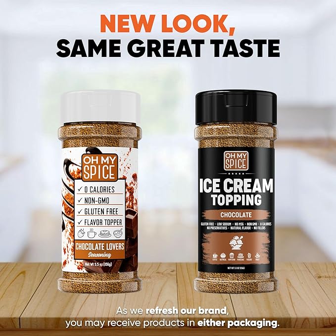 Ice Cream Topping Chocolate Powder Mix - Gluten Free & Low Sodium Cocoa Powder for Coffee Toppings. Sweet Cacao Topper Mix Seasoning Flavor for Oatmeal, Yogurt & Dessert. Chocolate for Coffee. 5.5oz