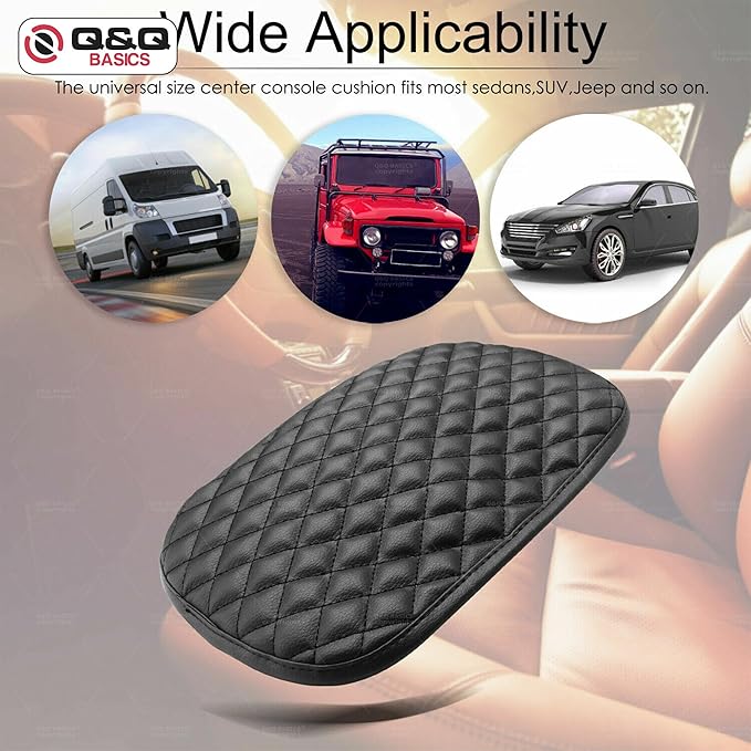 Q&Q Basics Universal Car Center Console Cover: Upgrade Your Ride with Our Sleek PU Leather Middle Console Cover Pad Protector. Durable, and Easy to Install Car Armrest Cover Armrest Cushion Cover.