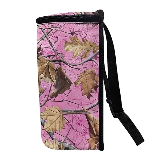 Pink Camo Hunting Car Trash Can with Adjustable Straps Woodland Forest Collapsible Multipurpose Car Trash Bin Bag Automotive Accessories
