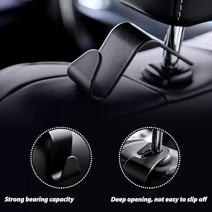 Car Seat Headrest Hook, Organizer Universal for Handbag/Purse/Gym Bag/Hat/Baby Gear/Groceries Car Accessories, Car Back Seat Headrest Hook (Black) (8)