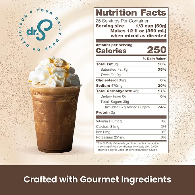 Dr. Smoothie Café Essentials Classic Latte – No Artificial Colors, Flavors, Sweeteners – Shelf Stable – 155mg of Caffeine per Serving – Great for Hot, Iced, & Frozen Frappes (3.5 lb Bag, 26 Servings)
