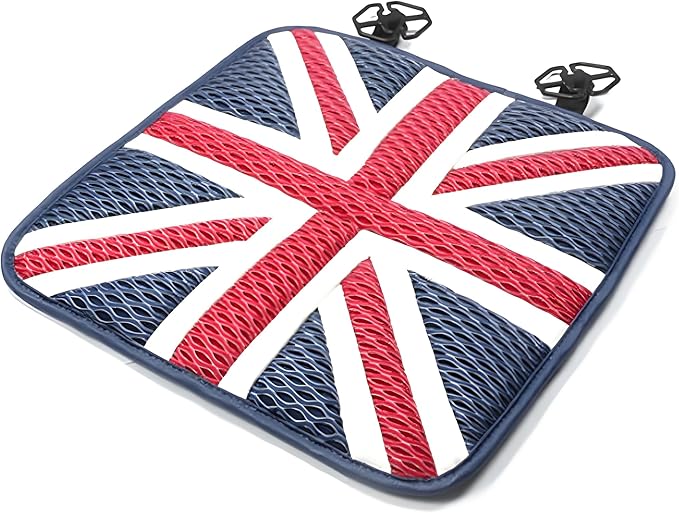 Universal British Flag Car Seat Cushion for MINI Cooper Compatible w/Clubman Countryman Cooper S J01 J05 U25 R/F Series Cooling Pad & Memory Foam (Red)