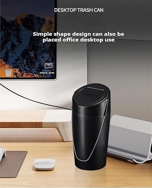 Car Trash Can Bin with Lid - 2 Packs CarTrash Bin-Car Trash Can Cup Holder-Mini Trash Garbage Can with 30pcs Small Trash Bags-Car Organizer Storage for Front Back Seat Accessories (Black)