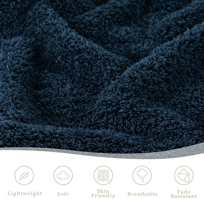 Exclusivo Mezcla Fleece King Size Bed Blanket, Ultra Soft, Lightweight and Fuzzy Navy Blue Blanket for Women, Home Decor, 90x104 Inches