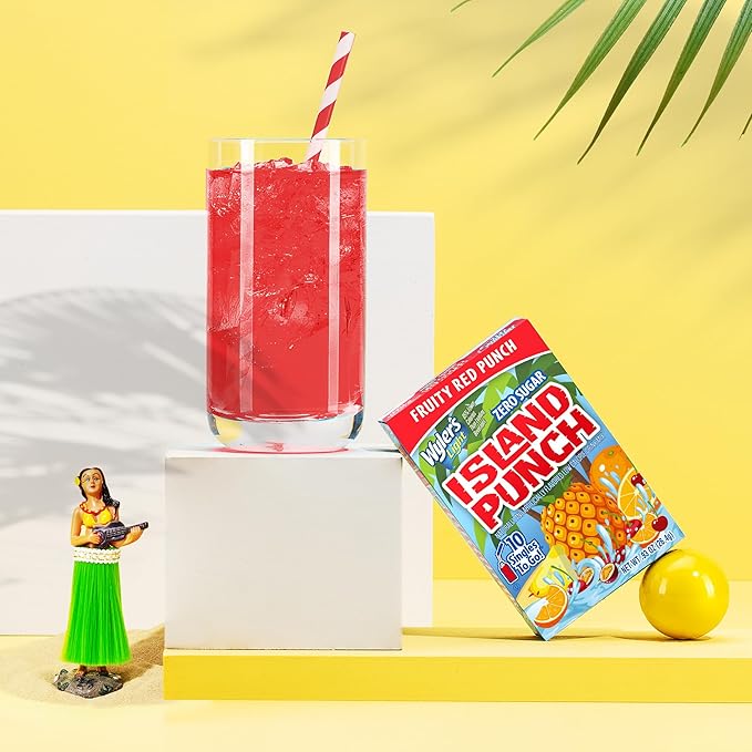 Wyler's Light Island Punch Singles To Go, Water Drink Mix, Fruity Red Punch, 10 Count, Pack Of 12 (120 Single Servings)