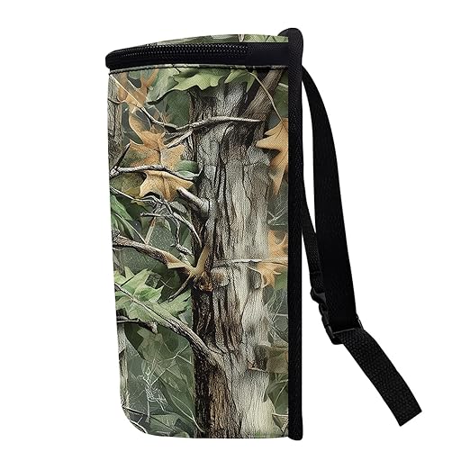 Camo Hunting Car Trash Can with Adjustable Straps Foldable Auto Garbage Can for Console Front Rear Seat Woodland Forest Tree Trash Bin for SUV Van Sedan Truck