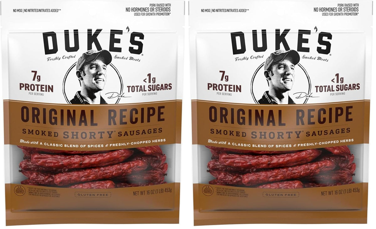 Duke's Pork Original Smoked Shorty Sausages, 7g Protein Per Serving, 16 oz.