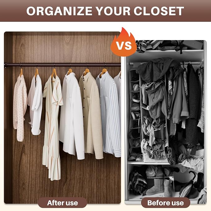 SUTINE Closet Rod - Closet Rods for Hanging Clothes, 17 to 53 inch Adjustable Closet Hanging Rod, Heavy Duty Clothes Rod Clothing Bar, Closet Poles for Hanging Clothes for Wardrobes, Shower Curtain