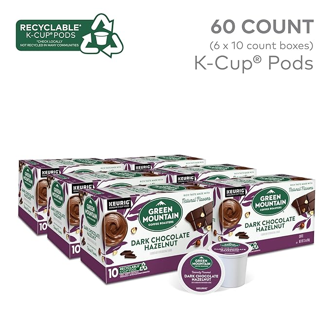 Green Mountain Coffee Roasters Dark Chocolate Hazelnut Coffee, Keurig Single Serve K-Cup Pods, 60 Count