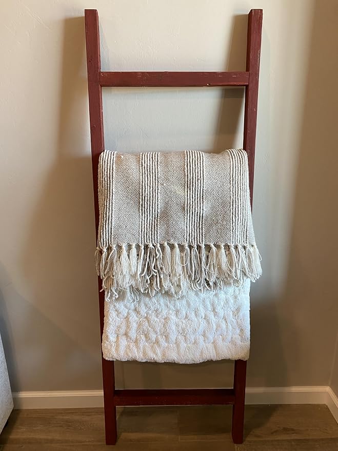 BARNWOODUSA Rustic Farmhouse Decorative Ladder - Our 6 ft Ladder can be Mounted Horizontally or Vertically and is Crafted from Upcycled Wood No Assembly Required Rustic Red