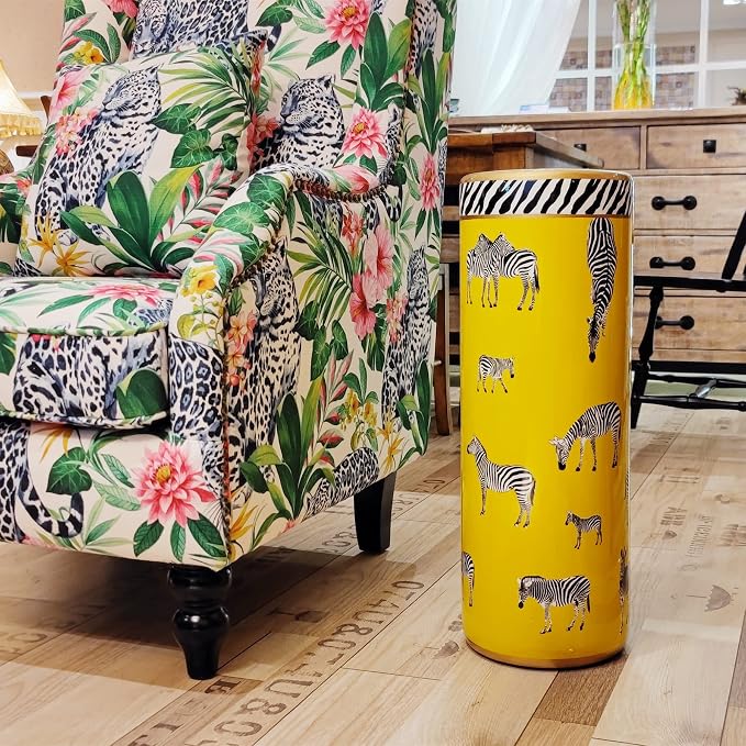 Umbrella Racks Porcelain Ceramic Umbrella Zebra Print Stand Umbrella Holder Modern Style Floor Vase for Storing Canes Walking Sticks for Entryway Indoor 24‘’High