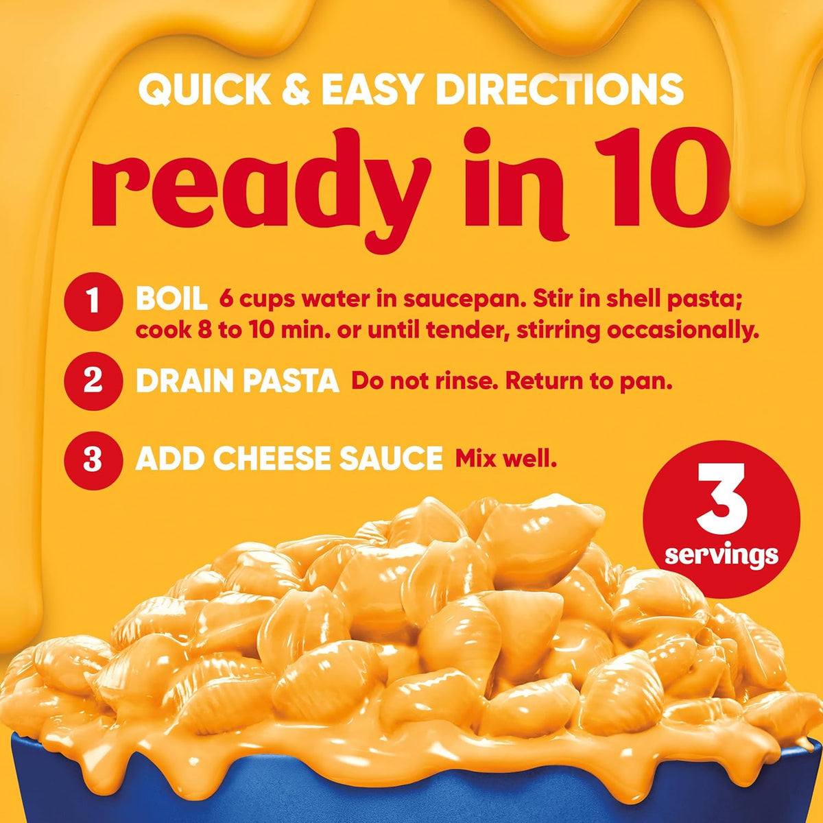 Velveeta Original Shells and Cheese Mac, 3 Boxes, Easy Dinner or Sides, Made with Real Cheese, 12 oz