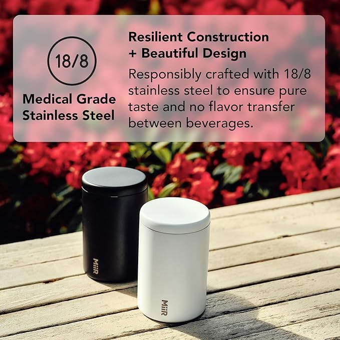 MiiR Airtight Coffee Canister, Portable Storage for Coffee, Tea, and Espresso, Stainless Steel Construction - Locks in Freshness for Your Favorite Beans and Leaves
