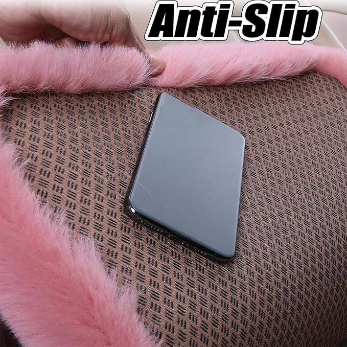 Plush Car Seat Cushion, Soft Warm Fuzzy Faux Rabbit Fur Fluffy Plush Auto Seat Cover Vehicle Car Front and Back Seat Protector Pad with Non-Slip Backing Cushion Interior Universal Fit (Purple1,3PCS)