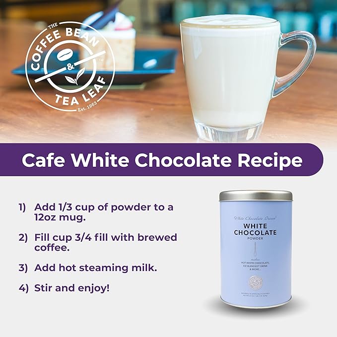 The Coffee Bean & Tea Leaf Coffee, Latte, and Drink Powder Mix, White Chocolate, 22oz. Tin