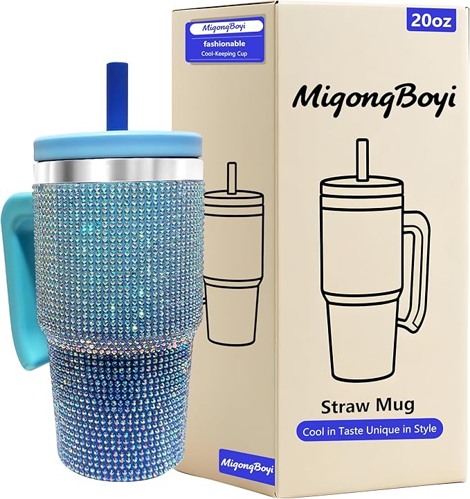 20-OZ Insulated Water Bottle,Insulated Stainless Steel Tumbler,Reusable Cold Drink Thermos,BPA-Free, Double-Wall Stainless Steel Water Bottle (Royal Blue - Diamond, 20, Fluid Ounces)