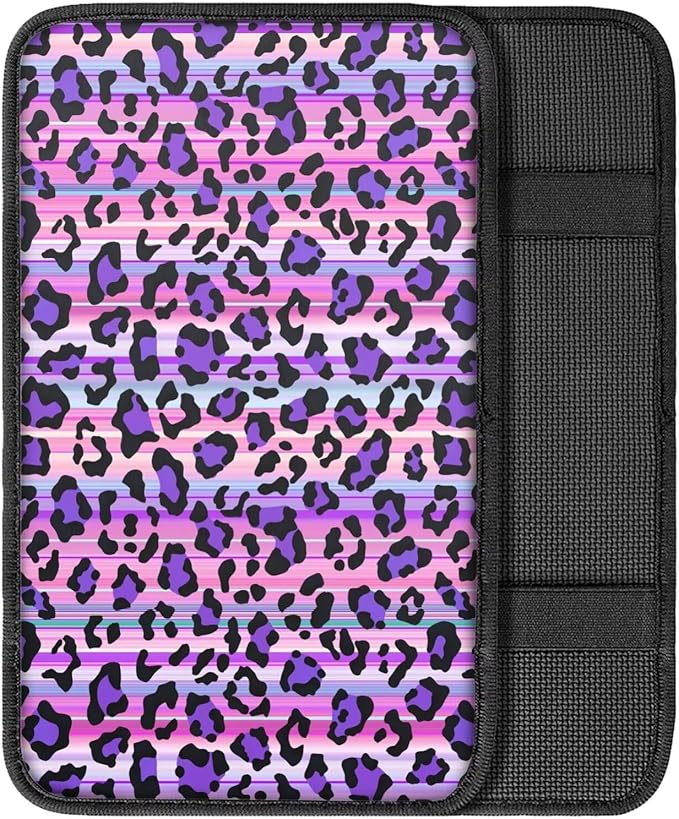 Blue Leopard Print Car Center Console Cover Blue Cheetah Armrest Cover Pad Protector Decor SUV Truck Vehicle Center Console Pad Leopard Automotive Interior Accessories=