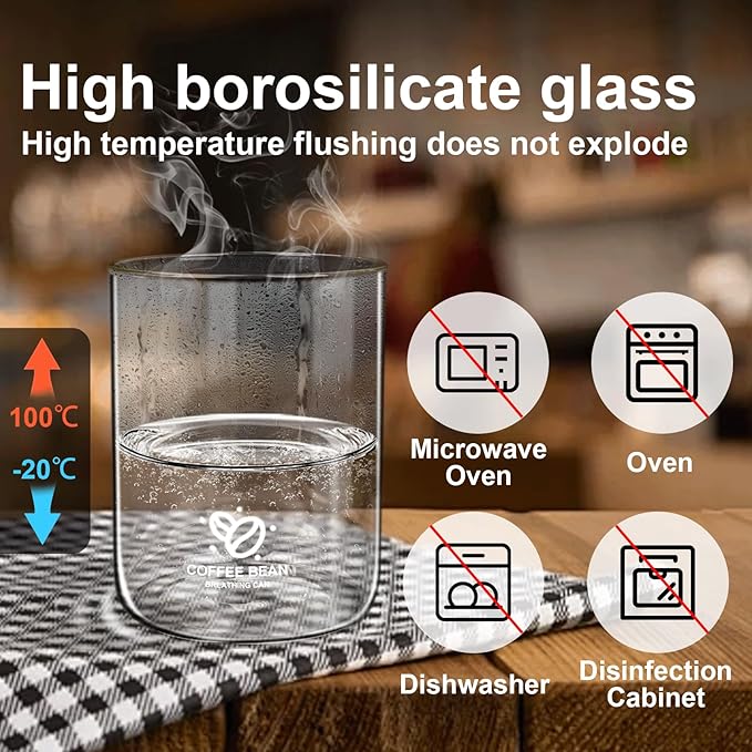 Coffee Bean Storage Container with One-way Valve Airtight Lid Date Tracker, Borosilicate Glass Coffee Canister for Coffee and More Food Fresh and Storage(1.2 Qt - 13.1 OZ)