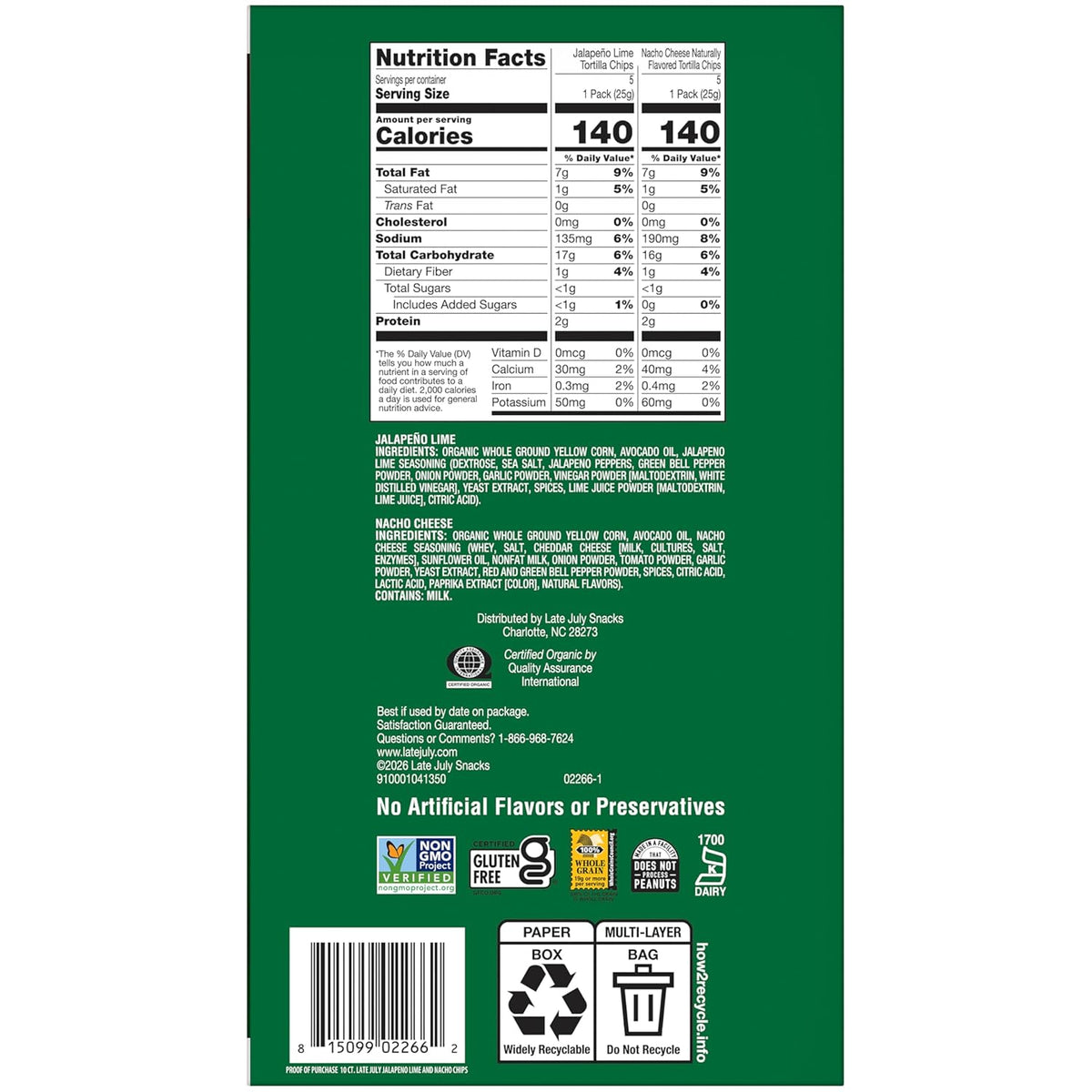 LATE JULY Snacks Variety Pack Tortilla Chips, 0.9 Oz 10 Count Snack Bags