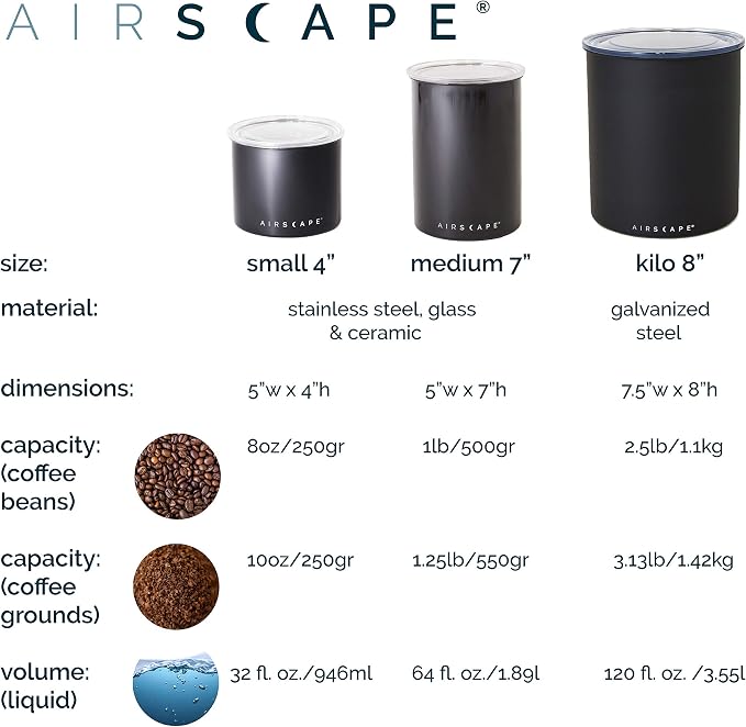 AirScape Glass Food Storage Canister - Glass Storage With US Patented Airless Inner Lid & Bamboo Top Lid - Preserves Food Freshness (Small 4-Inch)