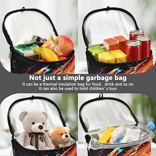 MNSRUU Car Trash Can with Lid, Football Ball Car Trash Bag Hanging Organizers and Storage for Front Back Seat, Leak-Proof Trash Bin
