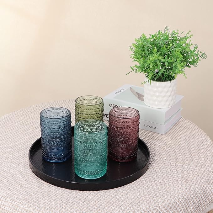 MDLUU Plastic Serving Tray, 13" Ottoman Tray, Round Butler Tray for Breakfast in Bed, Coffee Table Decor, Party