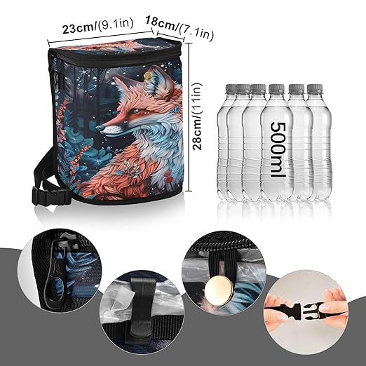 MNSRUU Car Trash Can with Lid, Beautiful Fox Car Trash Bag Hanging Organizers and Storage for Front Back Seat, Leak-Proof Trash Bin