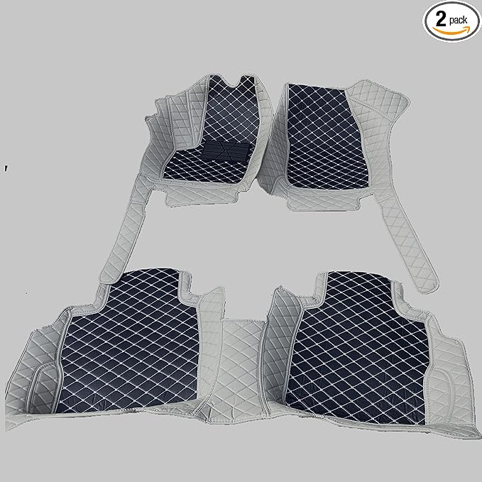 Custom Making Car Floor Mats Compatible with Audi BMW Mercedes-Benz Toyota Lexus Honda Infiniti Nissan Hyundai Kia All Models 2005-2026 (Light Gray and Black White)