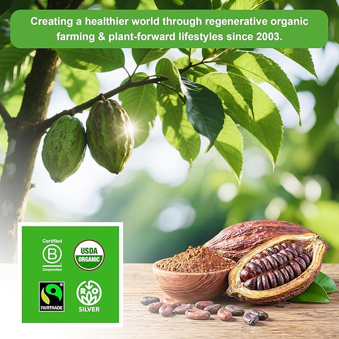 0.5lbs, Pure Organic Cacao Powder 8oz - Unsweetened Dark Cocoa for Baking & Healthy Desserts, Rich Antioxidant Superfood, Vegan, Non-GMO, Gluten-Free, Keto Friendly
