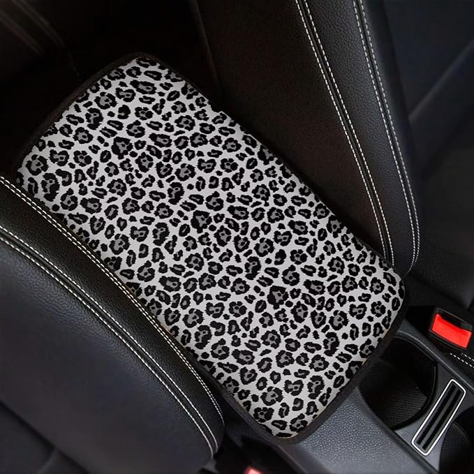 Mintutlipy Black Leopard Car Center Console Cover Car Decoration Accessories for Women Sweat Proof Wear Proof Car Armrest Protector