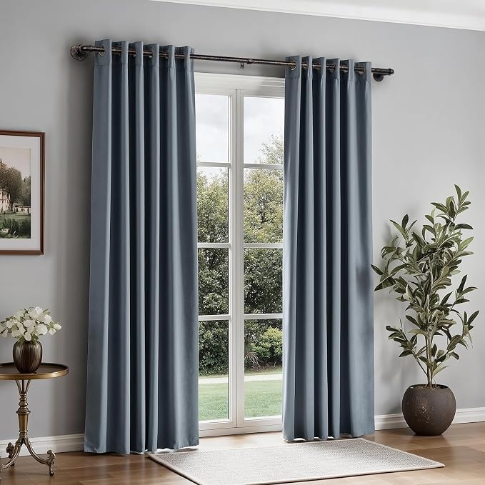 Zeerobee Curtain Rods for Windows 66 to 120, 1 Inch Industrial Wrap Around Vintage Bronze Curtain Rod, Indoor/Outdoor Room Divider Adjustable Drapery Pole, 66"-120"