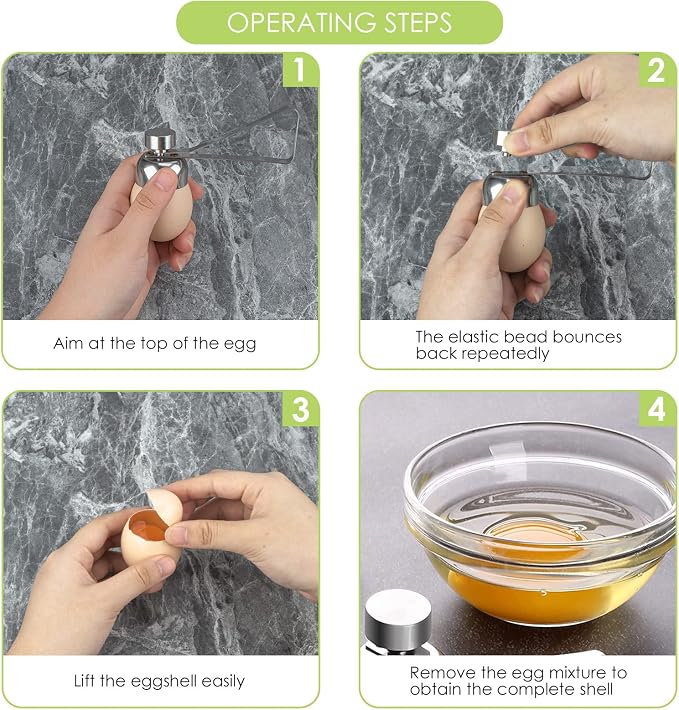 SHIDOW Egg Cracker Topper Set, Soft Hard Boiled Eggs, Egg Cutter, Egg Whacker, Egg Hammer Touch Egg Opener, Egg Separators for Raw, Soft, Hard Boiled Eggs