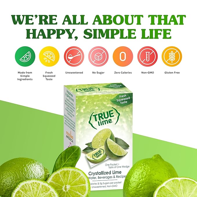 True Lime 100ct (Pack of 1) - Water Enhancer - Bulk Dispenser - 0 Calorie Drink Mix Packets For Water - Sugar Free Lime Flavoring Powder Packets