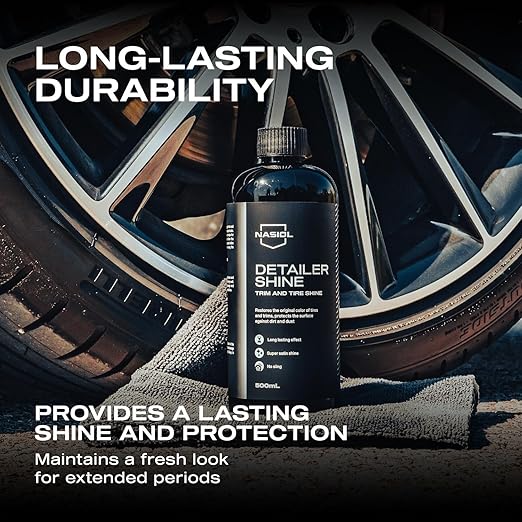 Nasiol DetailerShine Tire Gel, Long Lasting Shiny Tire Dressing, Deeper&Richer Black, Ultimate UV Protection, Easy Application, Non-Greasy Formula 16.9 fl oz