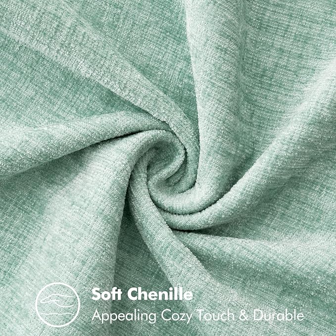 MIULEE Pack of 2 Summer Throw Pillow Covers 16x16 Inch Aqua Green Farmhouse Decorative Pillow Covers with Stitched Edge Soft Chenille Solid Dyed Pillow Covers for Couch Sofa Bed Living Room