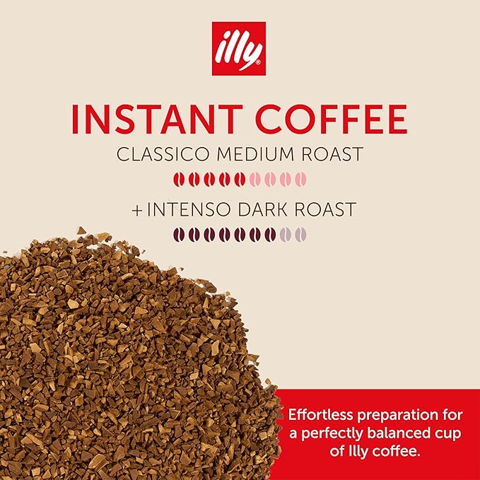illy Instant Coffee, Classico Medium & Intenso Dark Roasts, 100% Arabica, Premium Italian Coffee, 3.3oz, 6 Variety Pack