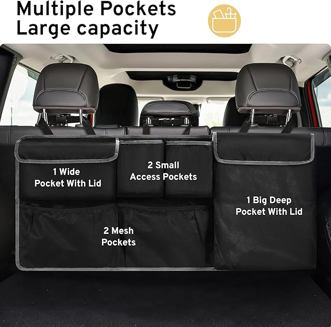 XHRING Car Trunk Organizer Storage Backseat Hanging Organizer Bag for Chevy/Chevrolet Equinox Traverse Trax Tahoe Trailblazer Blazer Suburban LS LT LTZ Premier SUV Accessories 2000-2025 2026