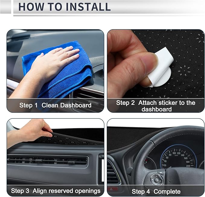 Interior Dash Cover for Hyundai Santa Fe 2007-2012 Non-Slip Dashboard Carpet Mat Polyester Silicone